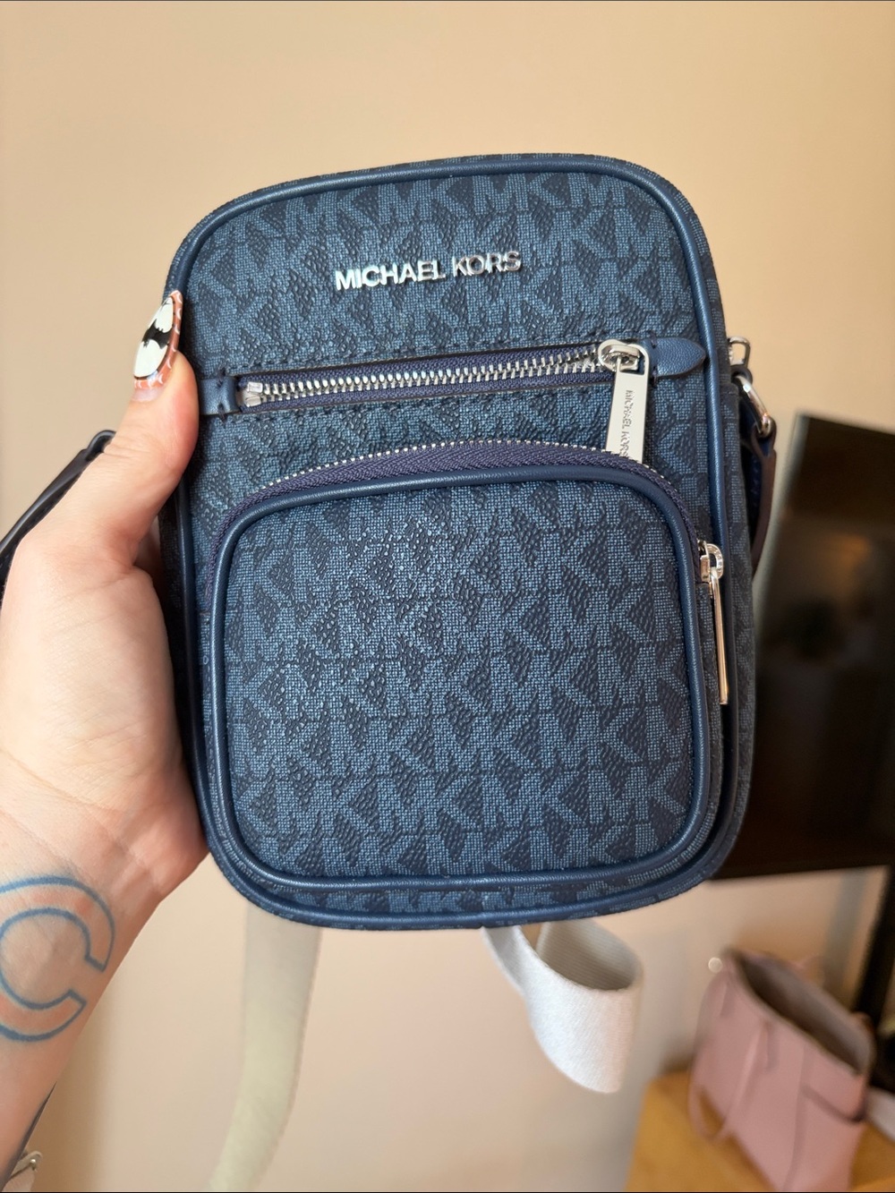 Michael Kors Blue MK Logo Crossbody Belt Bag